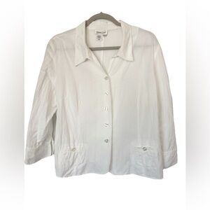 Coldwater Creek white linen blend blouse PXL